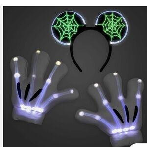 Disney Mickey Glow-in-the-Dark Skeleton Gloves and Headband